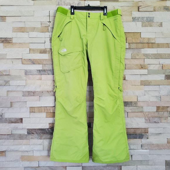 North Face Womens Large Lime Green Ski Snowboard Snow Pants Waterproof Winter L - Picture 1 of 6